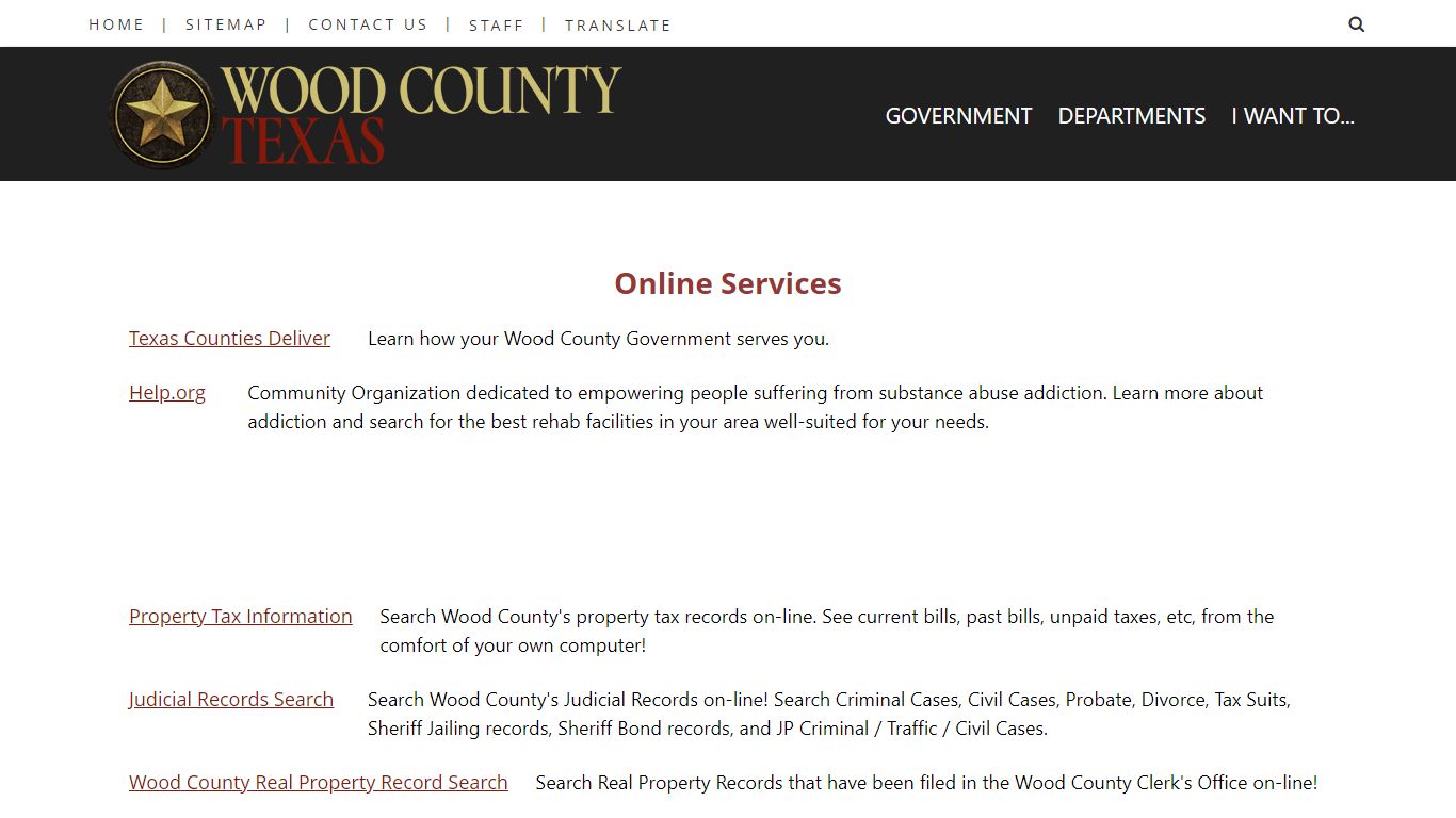 Online Services - Wood County, Texas