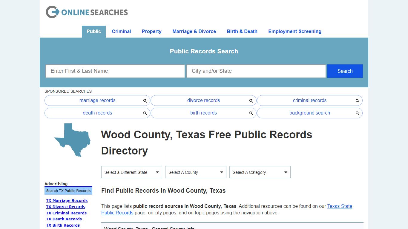 Wood County, Texas Public Records Directory