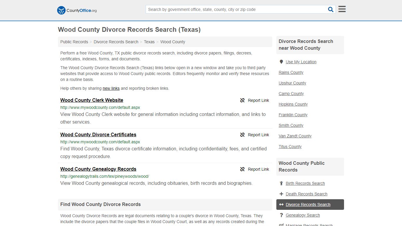Divorce Records Search - Wood County, TX (Divorce ...
