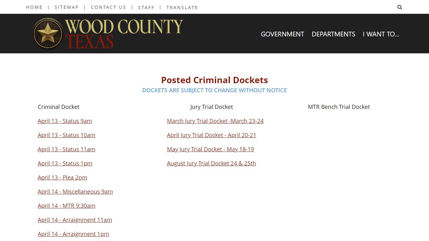 Court Operations Under Circumstances ... - Wood County, Texas